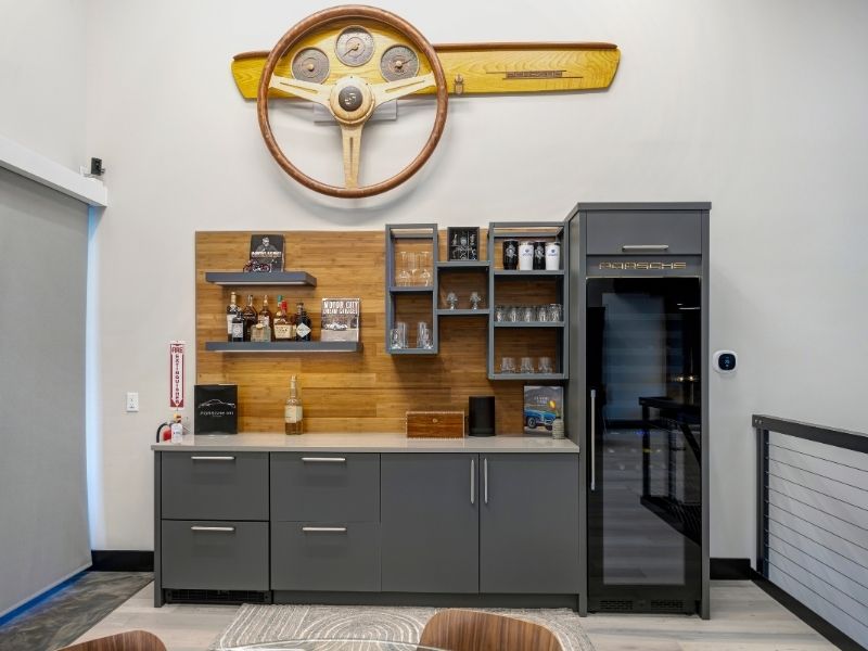 Mini Bar with Crank Handle Compact mini bar featuring a unique crank handle design, ideal for small spaces.
